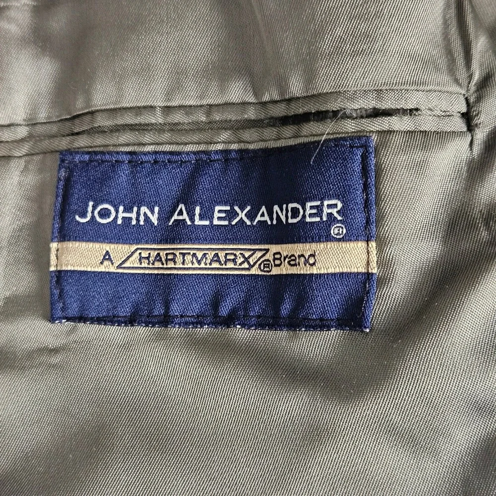 John Alexander Mens Herringbone Blazer Sport Coat Grey Black White Size 39R